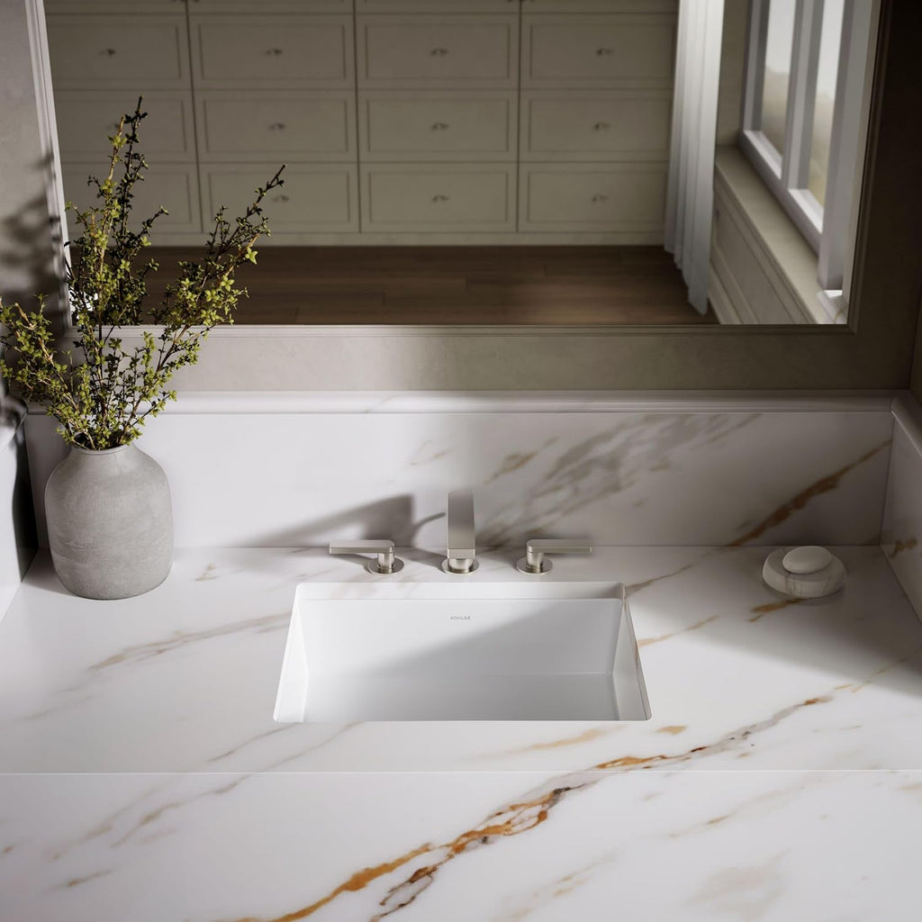 KOHLER 2882-0 Verticyl Rectangular Undermount Bathroom Sink, 19 3/4", White