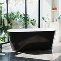 67'' Acrylic Freestanding Bathtub, Extra-Deep Soaking Free Standing Tub for Luxurious Bathing Experience, with Chrome Drain, for Main Bathroom, Black & White