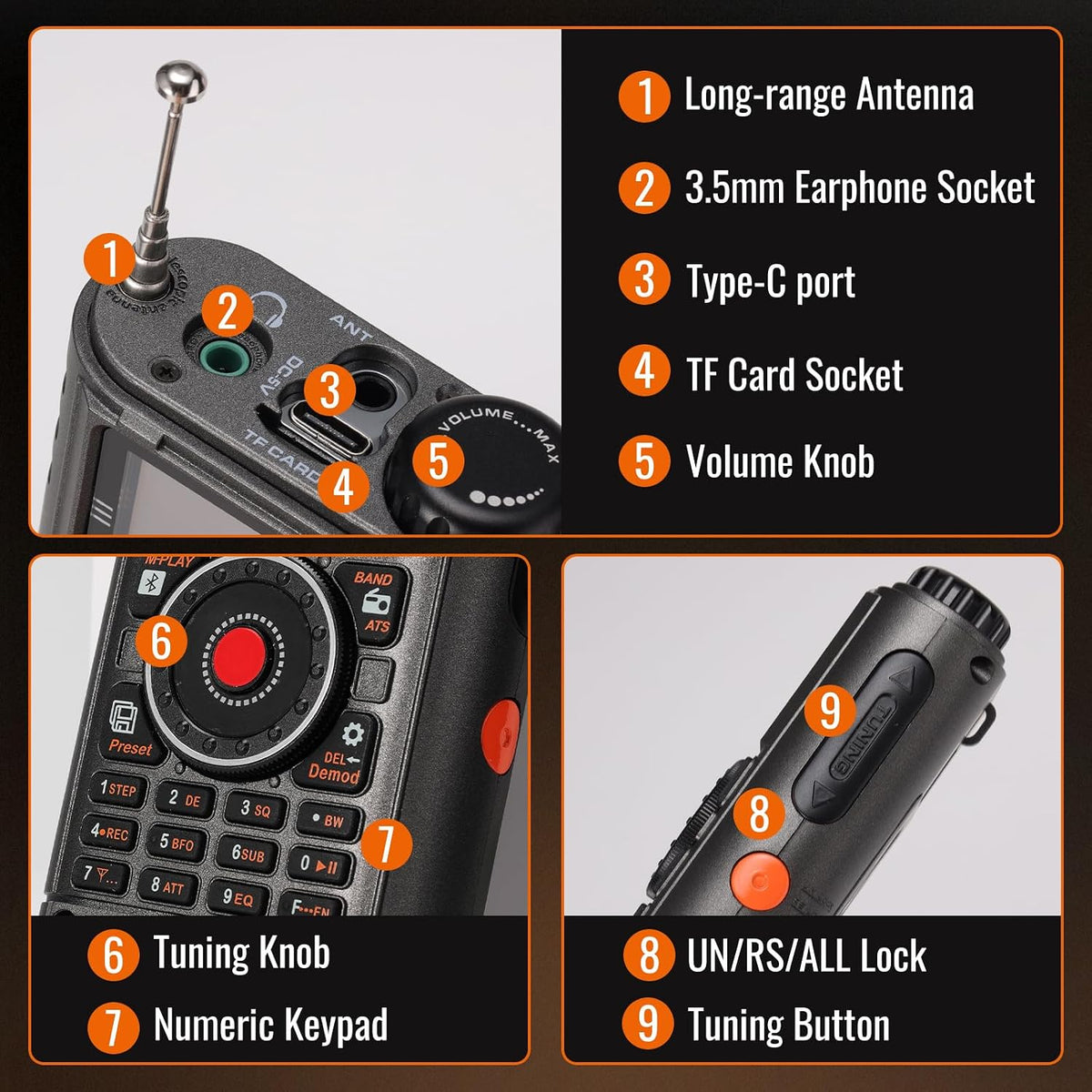 Raddy RF780 Portable Shortwave Radios SSB All Band Receiver