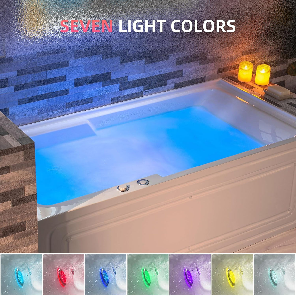 WOODBRIDGE 60" Alcove Acrylic Rectangular Whirlpool Heated Jetted Tub in White with Left Drain, Chrome pop-up Drain Included BS6030L