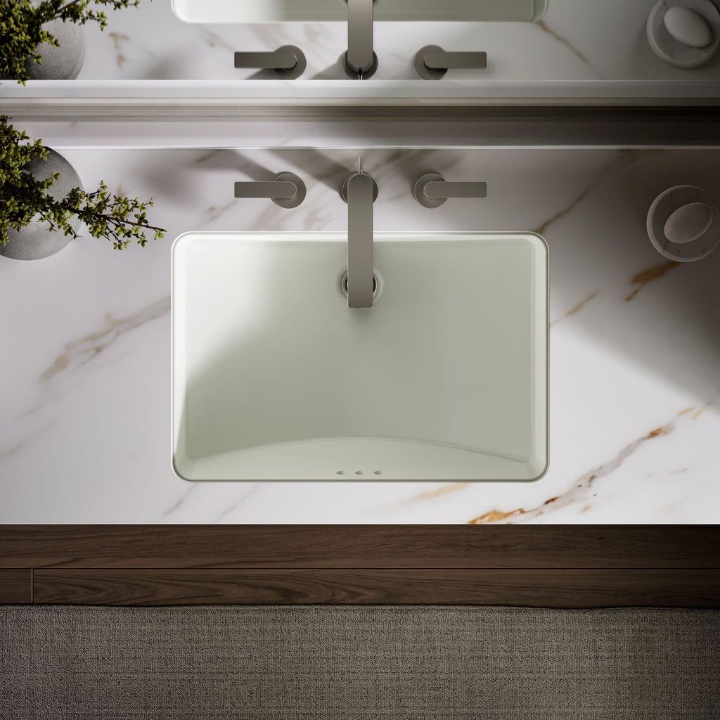 KOHLER 2215-0 Ladena Rectangular Undermount Bathroom Sink Vanity With Curved Bottom, 23-1/4 L x 16-1/4 W, White Bathroom Sinks