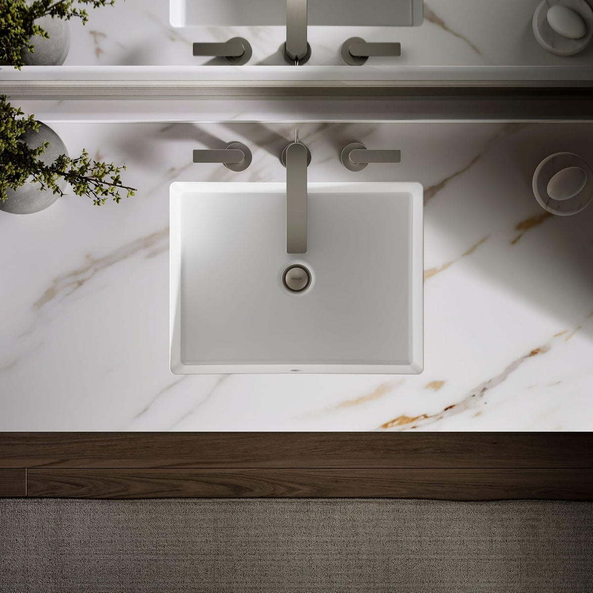 KOHLER 2882-0 Verticyl Rectangular Undermount Bathroom Sink, 19 3/4", White