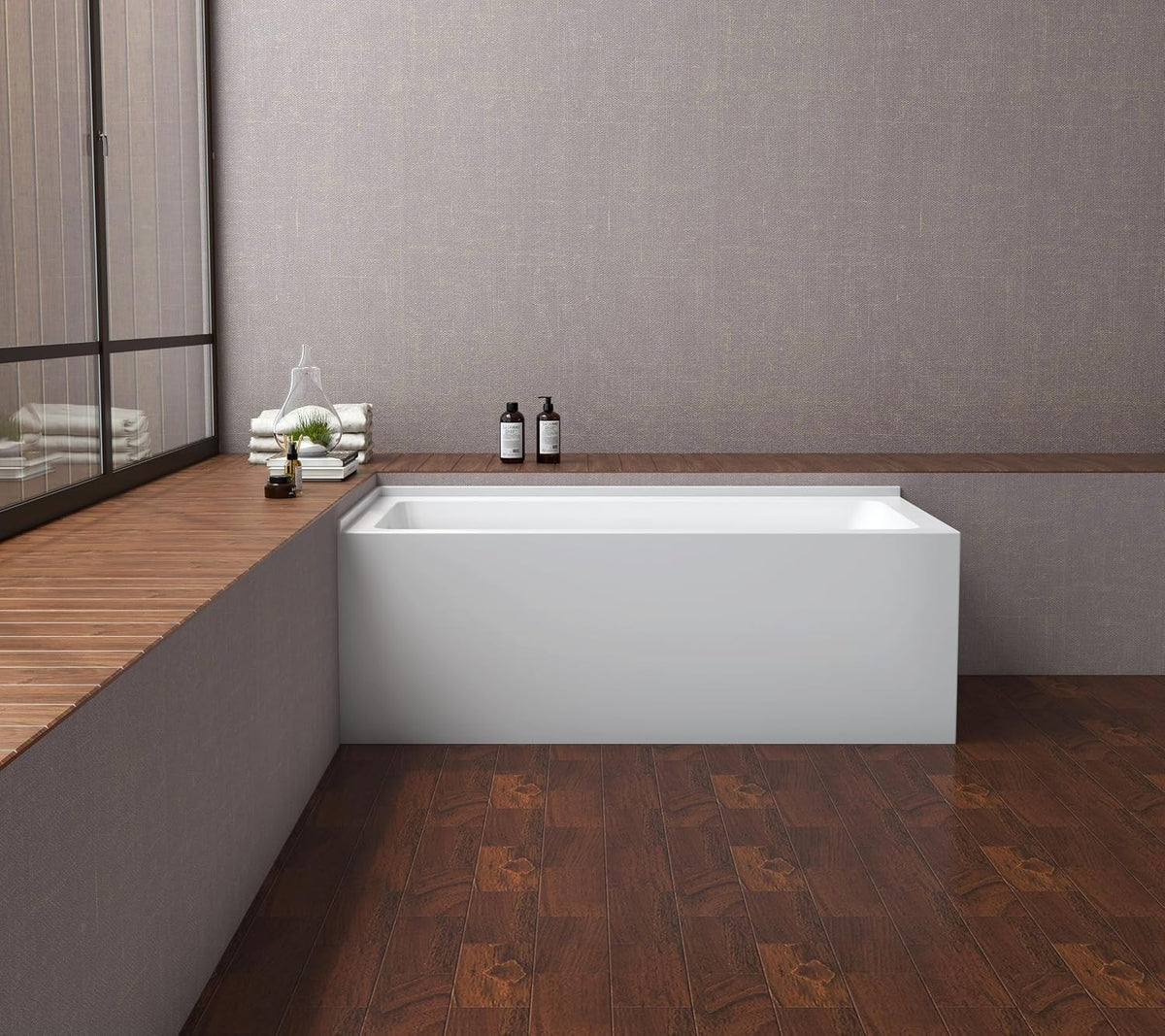 Kingston VTAP6030L22TS 2-Wall Corner Alcove Tub, Glossy White