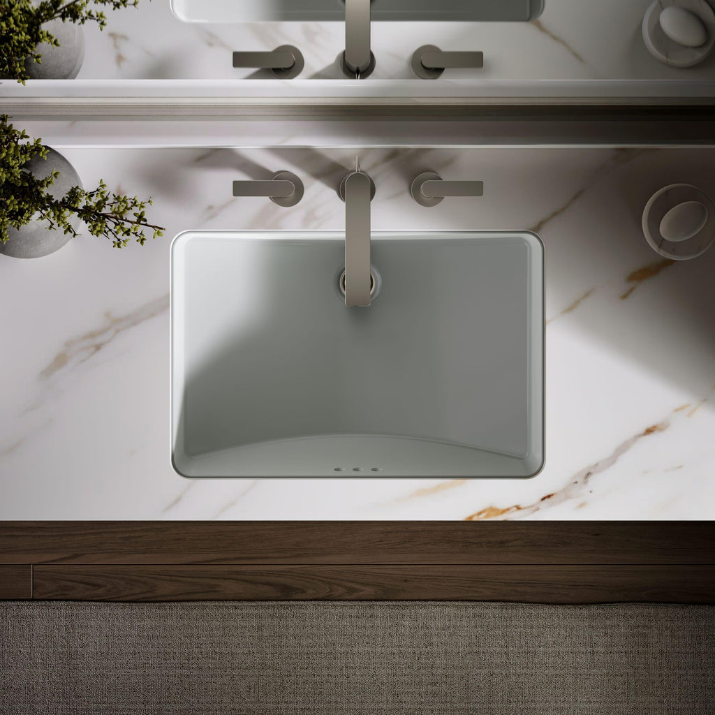 KOHLER 2215-0 Ladena Rectangular Undermount Bathroom Sink Vanity With Curved Bottom, 23-1/4 L x 16-1/4 W, White Bathroom Sinks