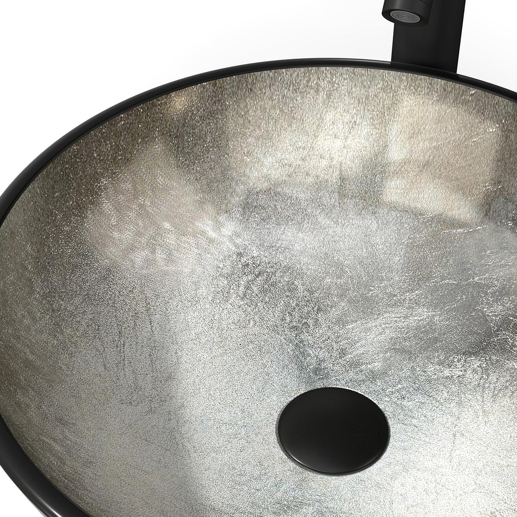YOURLITE Bathroom Artistic Vessel Sink, Tempered Glass Countertop Bowl Sink