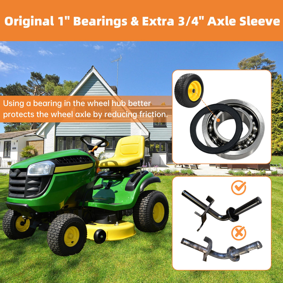 2-Pack 20x10.00-8 Tubeless Lawn Mower Rear Tire and Wheel Assembly, 4-Ply.