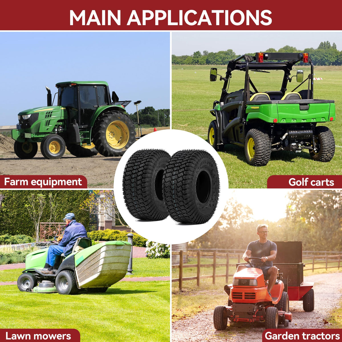 YITAMOTOR 20x10.00-8 Lawn Mower Tires, 4 Ply Tubeless Tractor Turf Tire