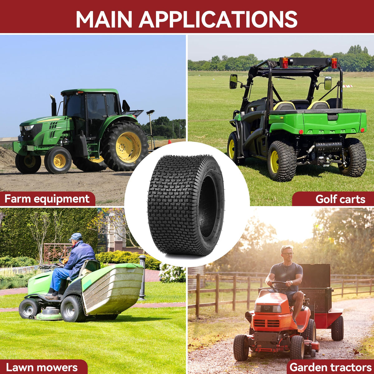 YITAMOTOR 20x10.00-8 Lawn Mower Tires, 4 Ply Tubeless Tractor Turf Tire