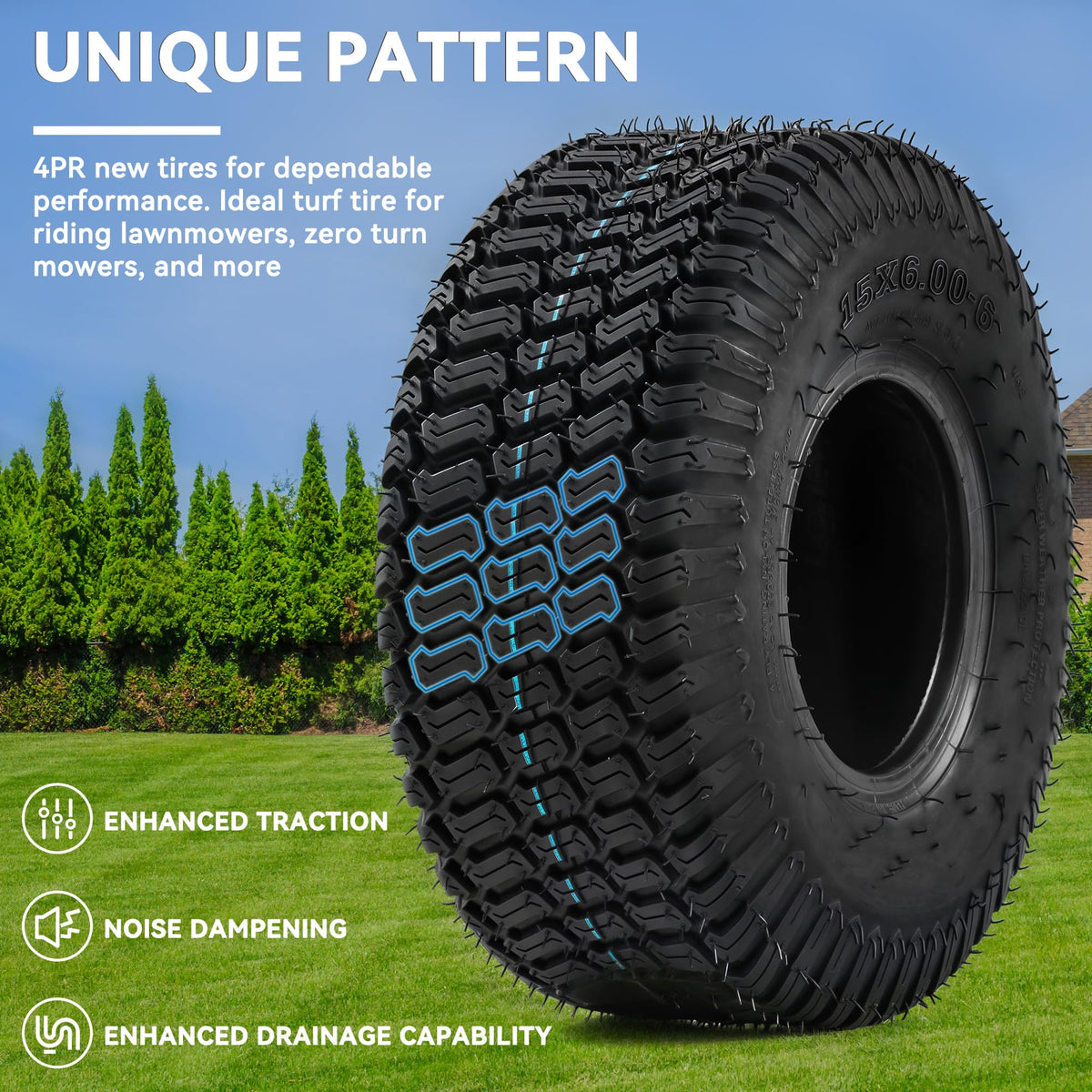 YITAMOTOR 20x10.00-8 Lawn Mower Tires, 4 Ply Tubeless Tractor Turf Tire