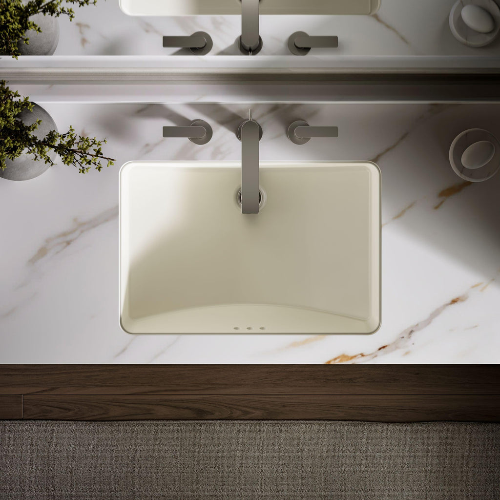KOHLER 2215-0 Ladena Rectangular Undermount Bathroom Sink Vanity With Curved Bottom, 23-1/4 L x 16-1/4 W, White Bathroom Sinks