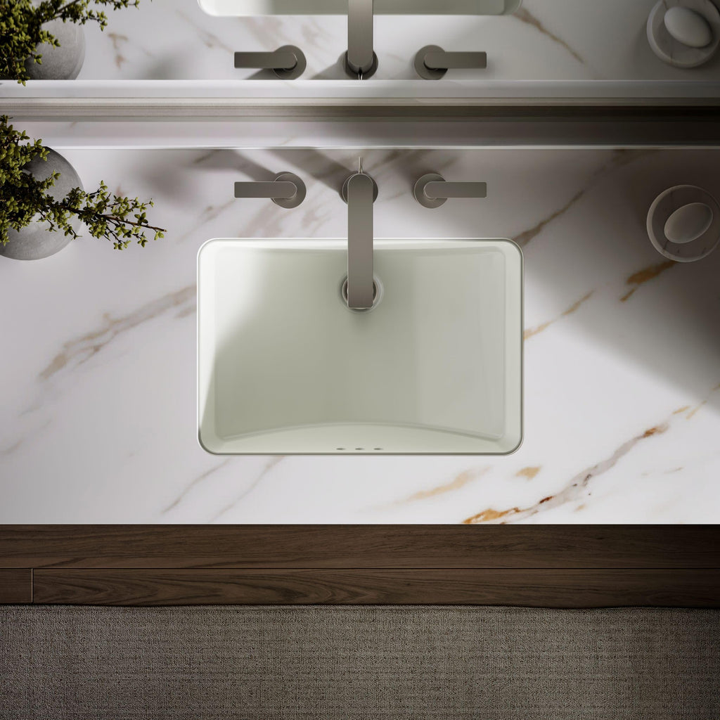 KOHLER 2214-0 Ladena Rectangular Undermount Bathroom Sink With Curved Bottom, 20-7/8" W X 14-3/8" L, White