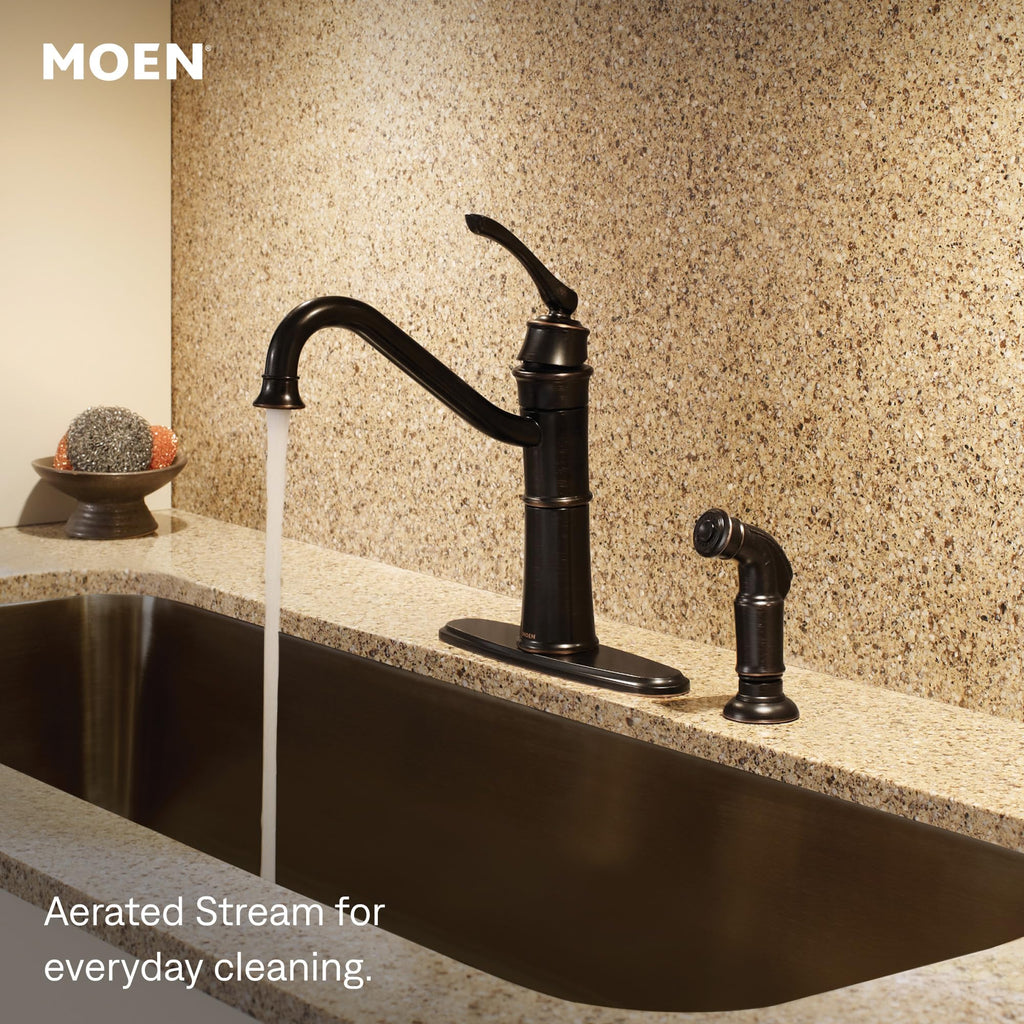 Moen Wetherly Spot Resist Stainless High-Arc Kitchen Faucet with Side Spray, 87999SRS