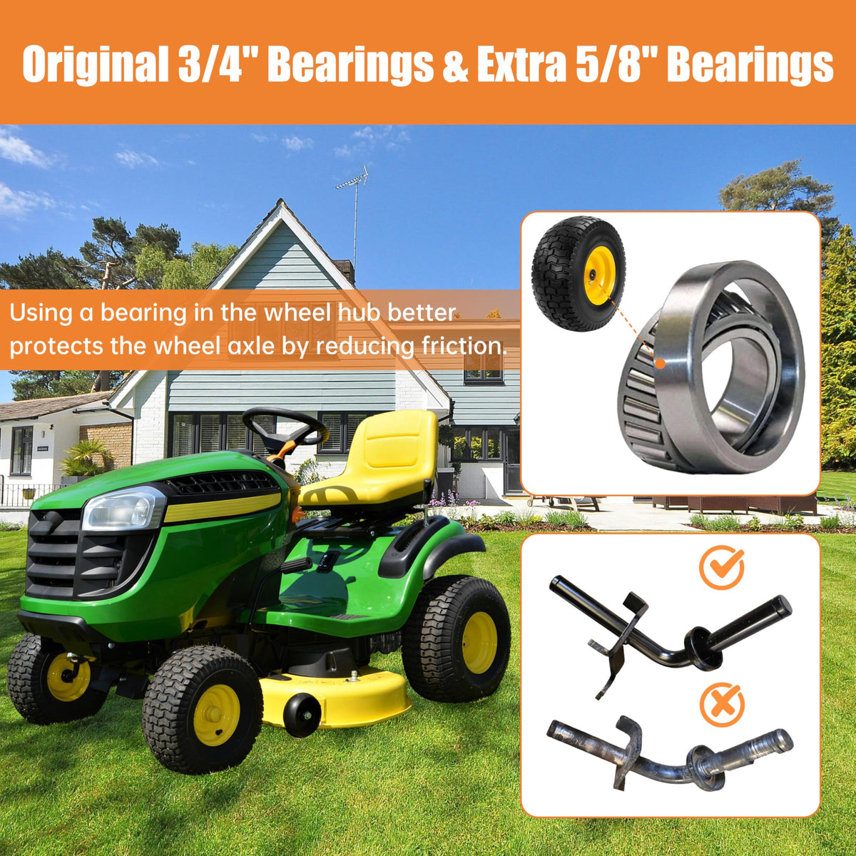 2-Pack 20x10.00-8 Tubeless Lawn Mower Rear Tire and Wheel Assembly, 4-Ply.