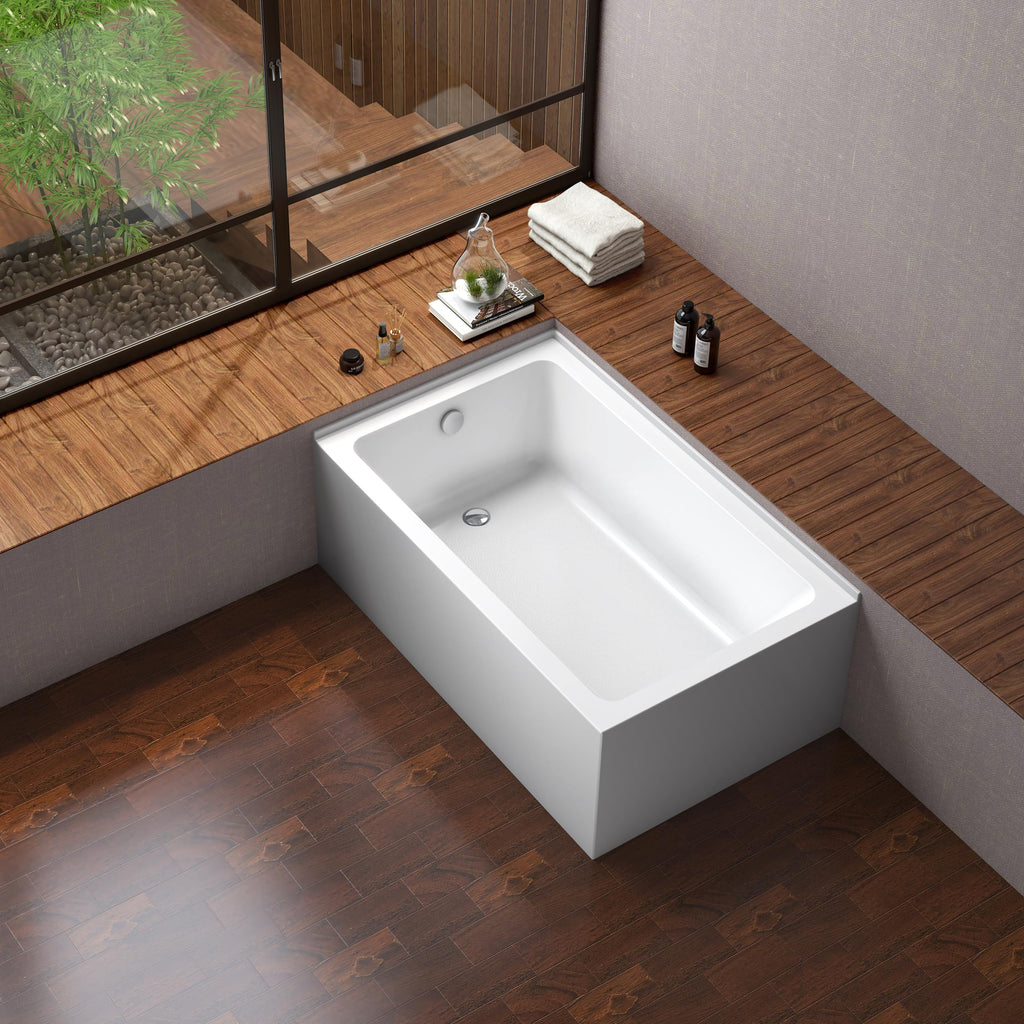 Kingston VTAP6030L22TS 2-Wall Corner Alcove Tub, Glossy White