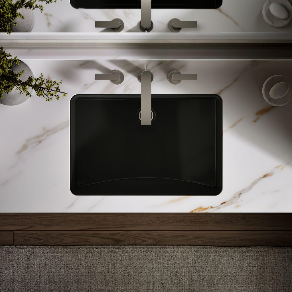 KOHLER 2215-0 Ladena Rectangular Undermount Bathroom Sink Vanity With Curved Bottom, 23-1/4 L x 16-1/4 W, White Bathroom Sinks