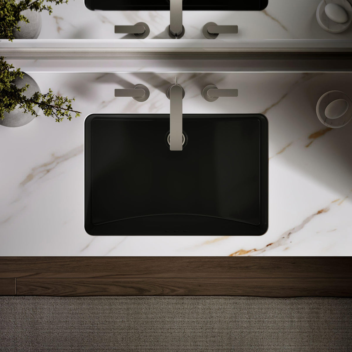KOHLER 2215-0 Ladena Rectangular Undermount Bathroom Sink Vanity With Curved Bottom, 23-1/4 L x 16-1/4 W, White Bathroom Sinks