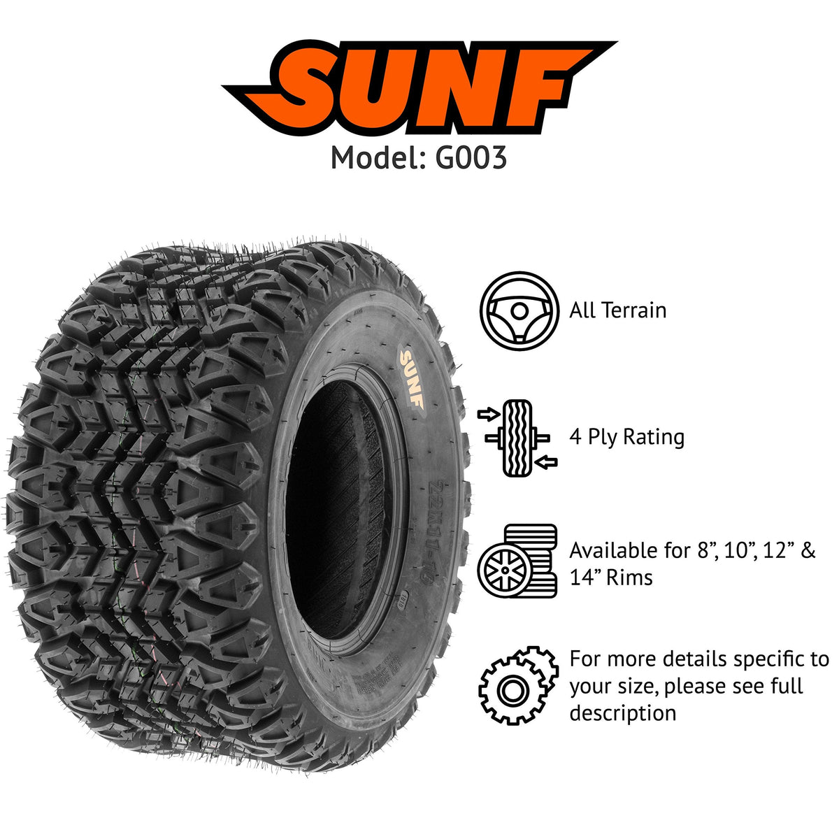 SunF 23x11-10 Tubeless 4 Ply - G003 [Set of 2]