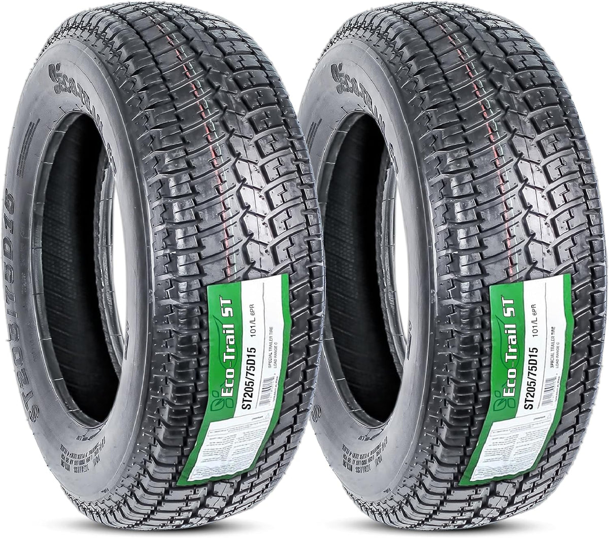 eCustomrim 2-Pack ST205/75D15 15 Inch DEEP TREAD Trailer Tire Load Range C