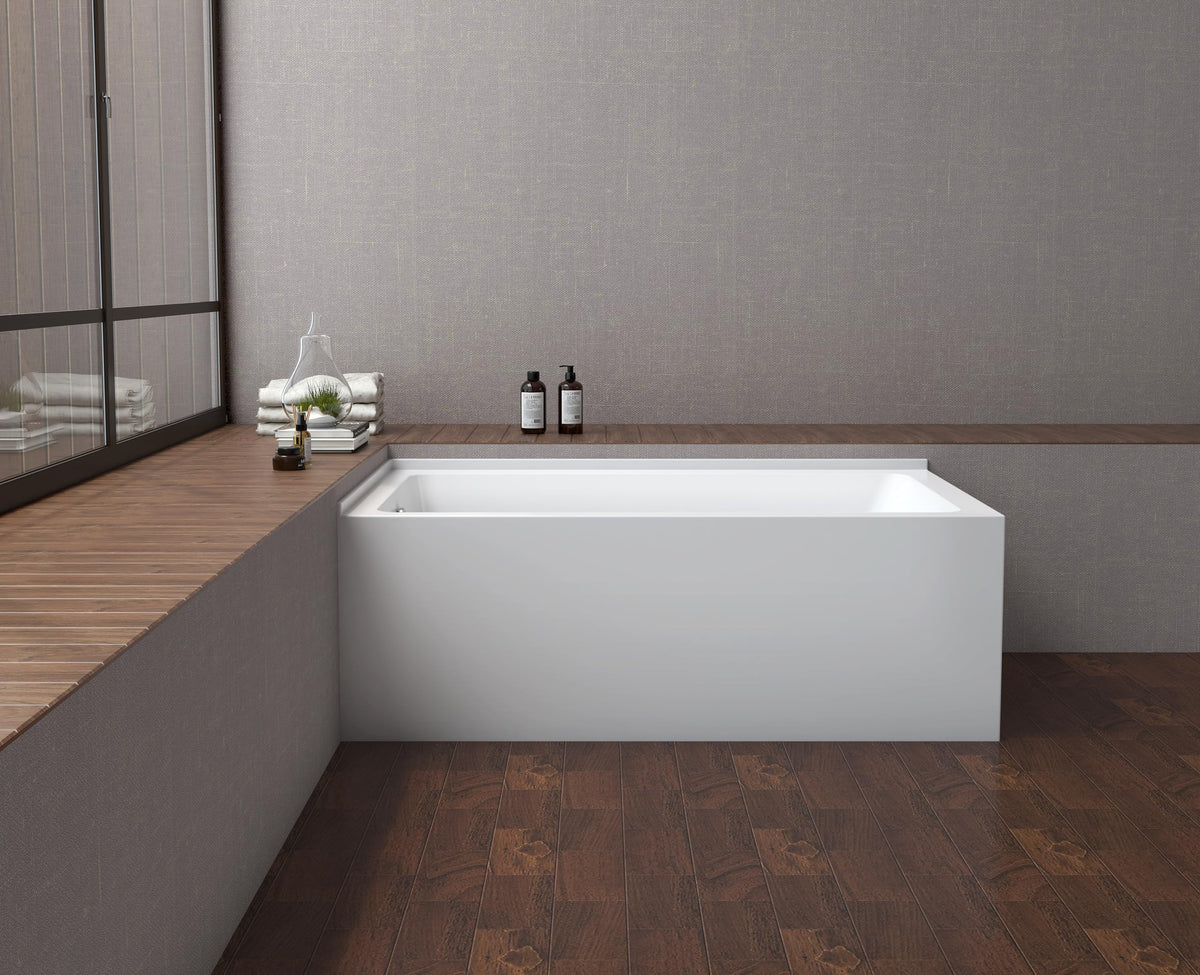 Kingston VTAP6030L22TS 2-Wall Corner Alcove Tub, Glossy White