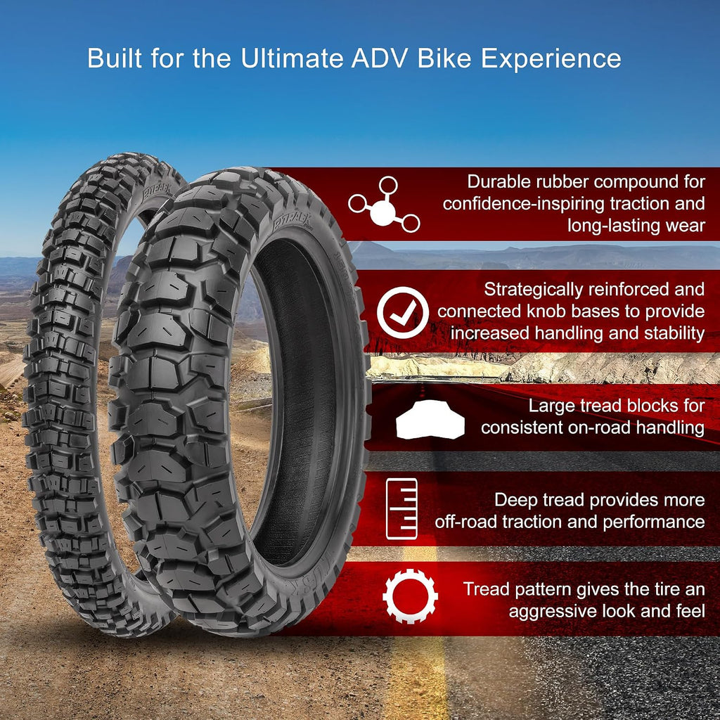 Tusk 2Track Adventure Motorcycle Tire Set ¨C 90/90-21 Front & 130/80-17 Rear ¨C Dual-Sport Off-Road Tires
