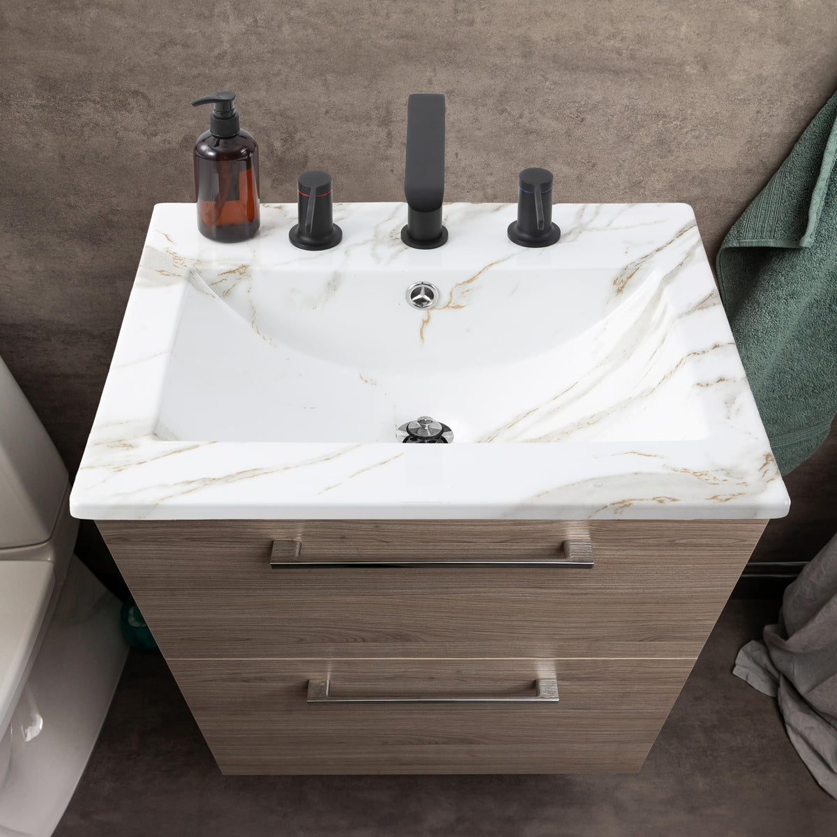 JONATHAN Y Ancillary 30" Bathroom 3-Hole Sink Top, White