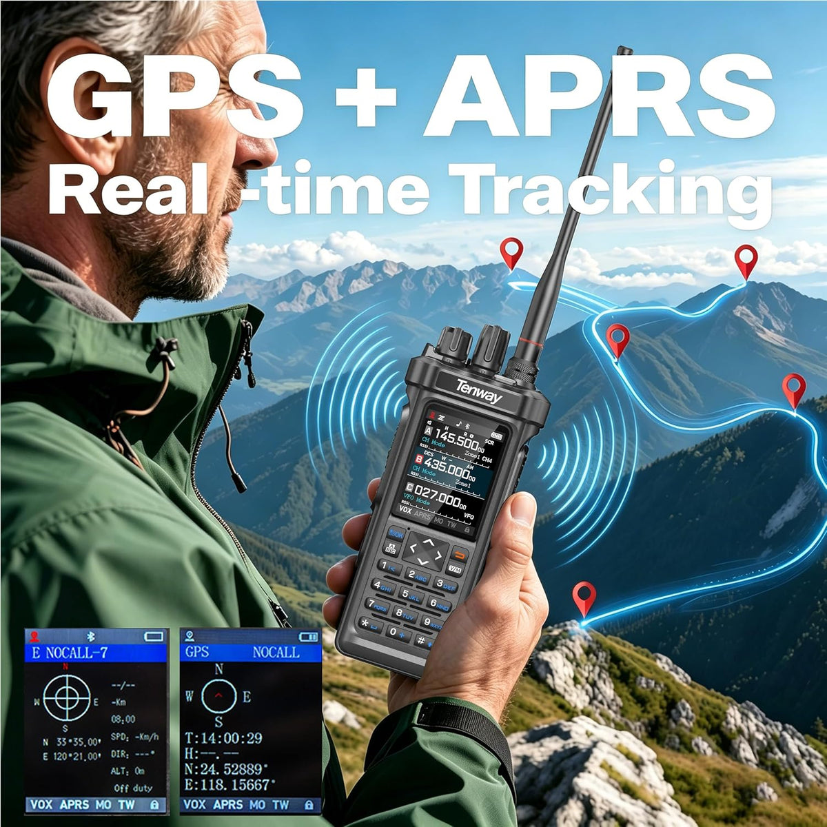 Tenway TP-900 PRO 10W Handheld Ham Radio with NOAA, GPS APRS, 27MHz Antenna