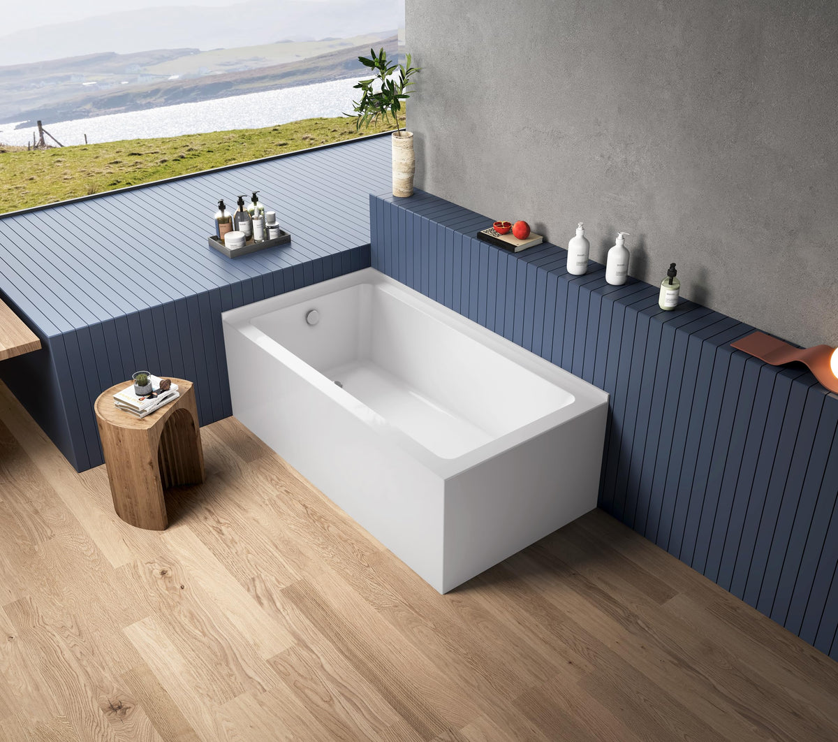 Kingston VTAP6030L22TS 2-Wall Corner Alcove Tub, Glossy White