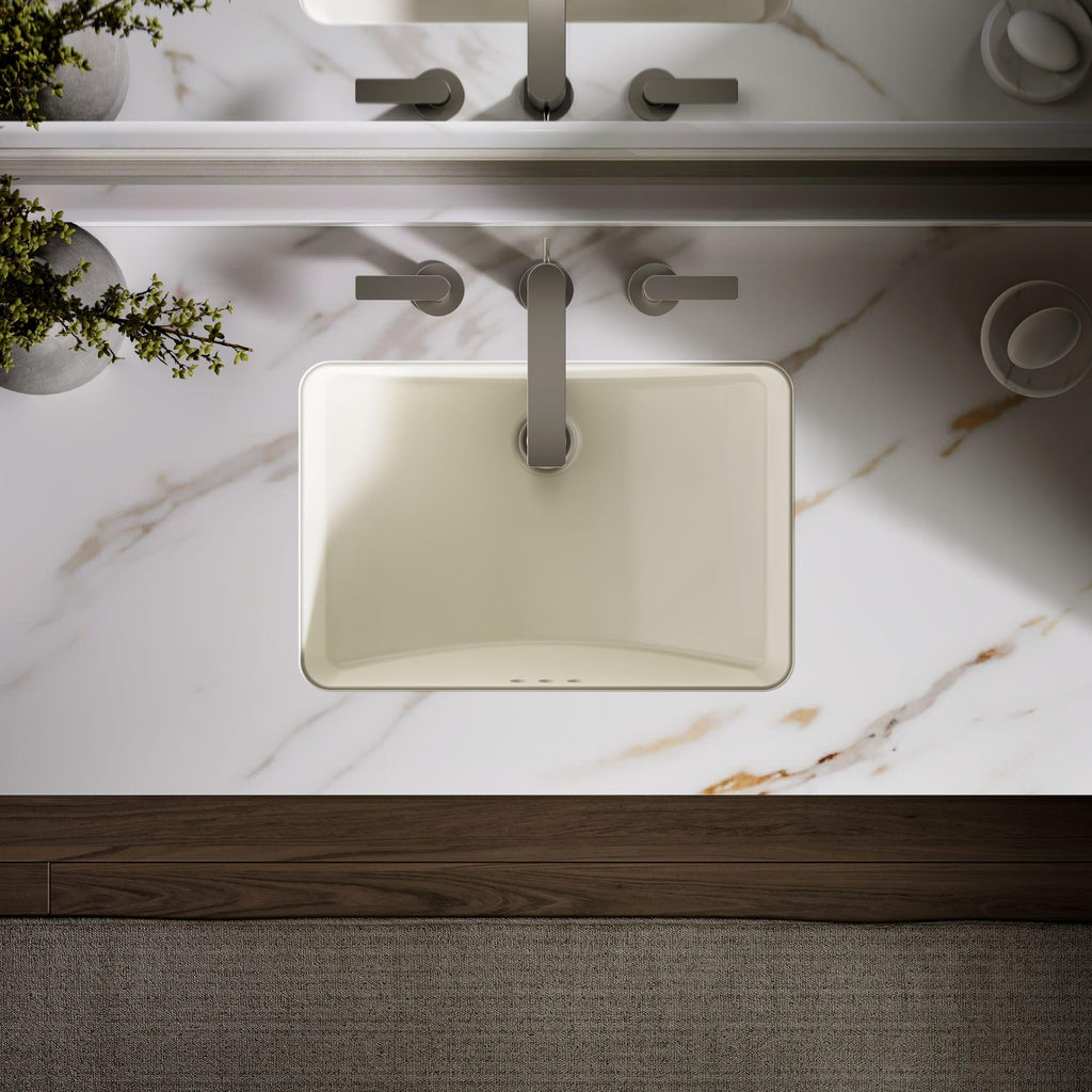 KOHLER 2214-0 Ladena Rectangular Undermount Bathroom Sink With Curved Bottom, 20-7/8" W X 14-3/8" L, White