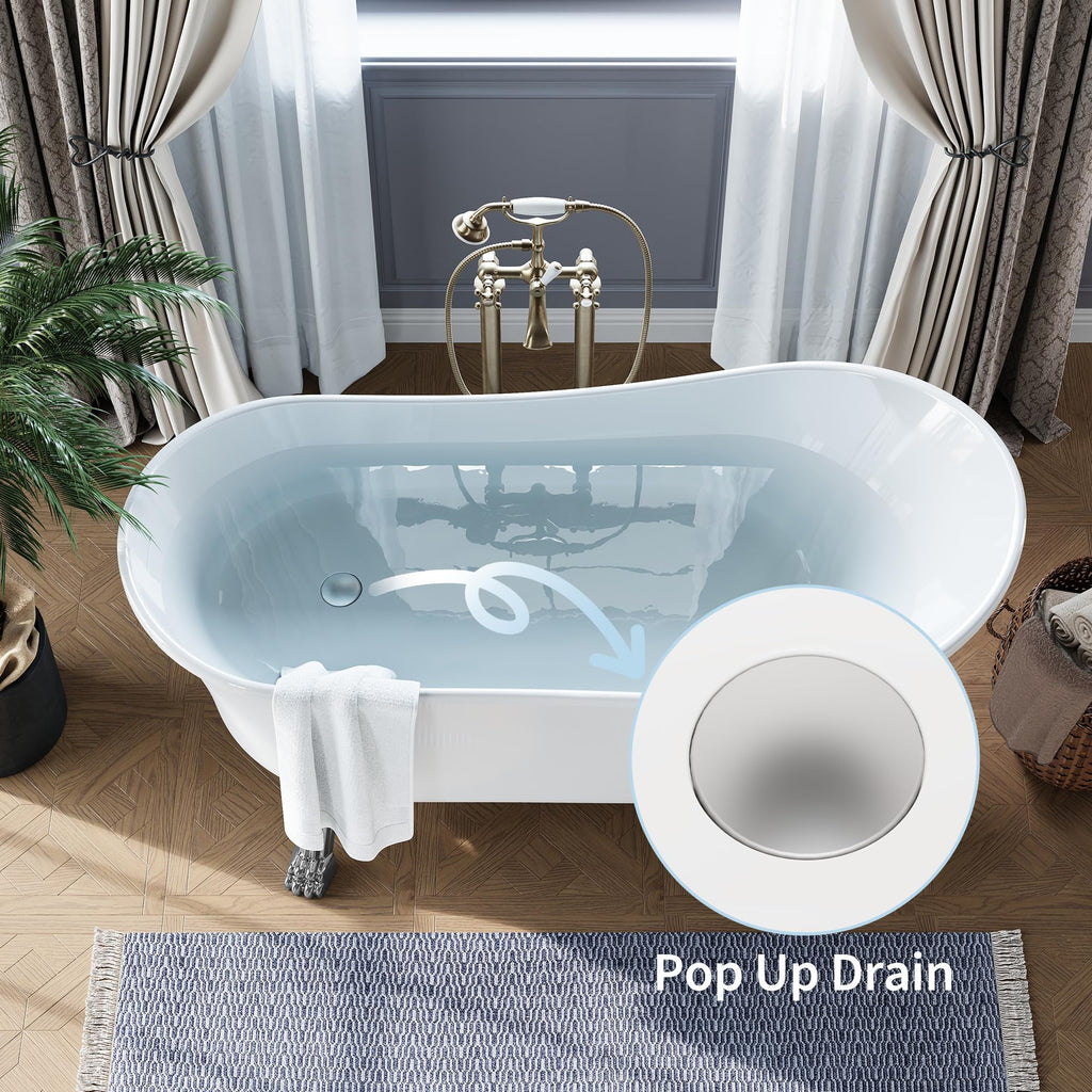 49" Acrylic Freestanding Bathtub - Japanese Square Soaking Tub with Built-in Seat & Toe-Tap Drain, Glossy White Finish, CUPC Certified