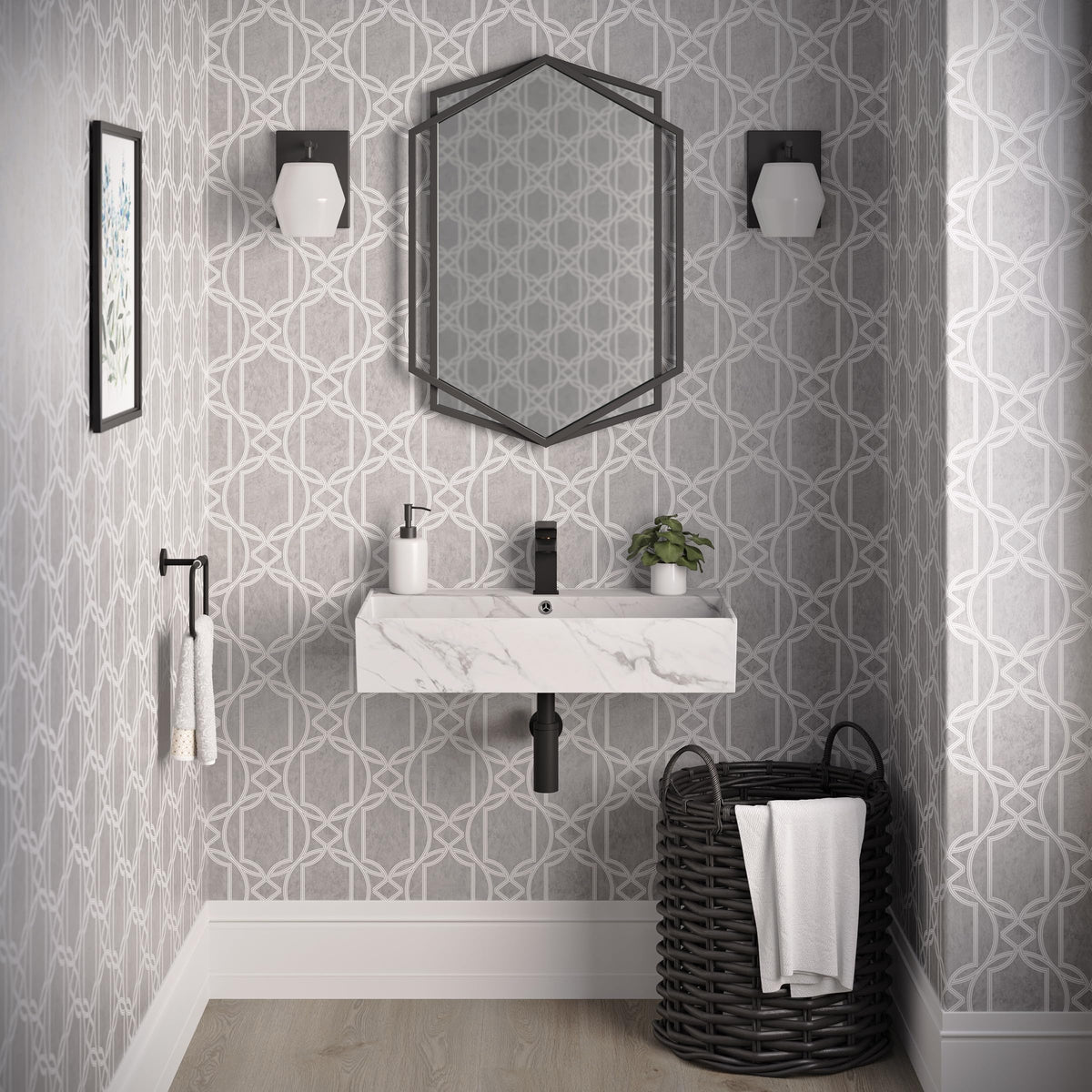Claire 30" Rectangle Wall Mount Bathroom Sink in Glossy White