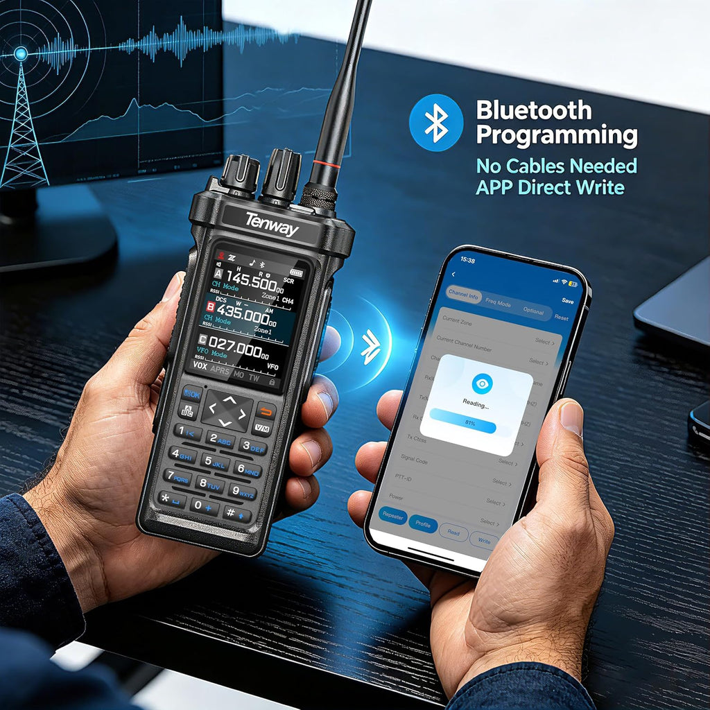 Tenway TP-900 PRO 10W Handheld Ham Radio with NOAA, GPS APRS, 27MHz Antenna