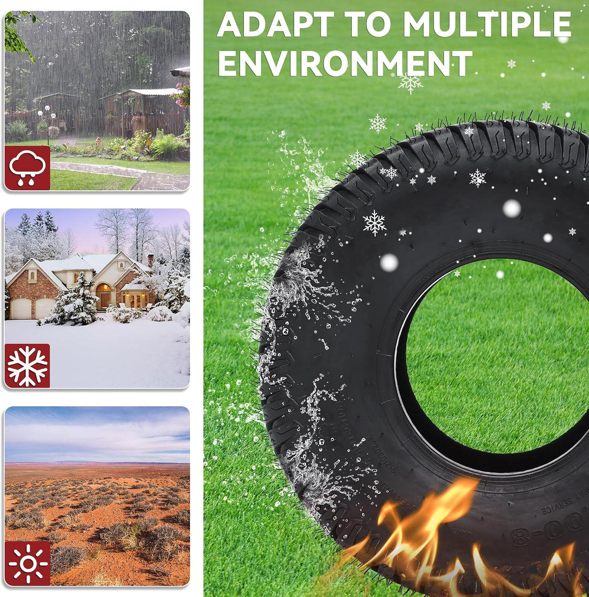 YITAMOTOR 20x10.00-8 Lawn Mower Tires, 4 Ply Tubeless Tractor Turf Tire