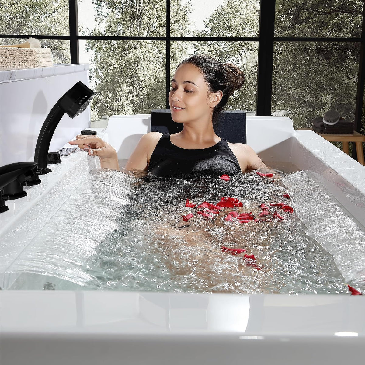 Empava Acrylic Whirlpool Bathtub, 71" Jetted Tub with Healing Chromotherapy