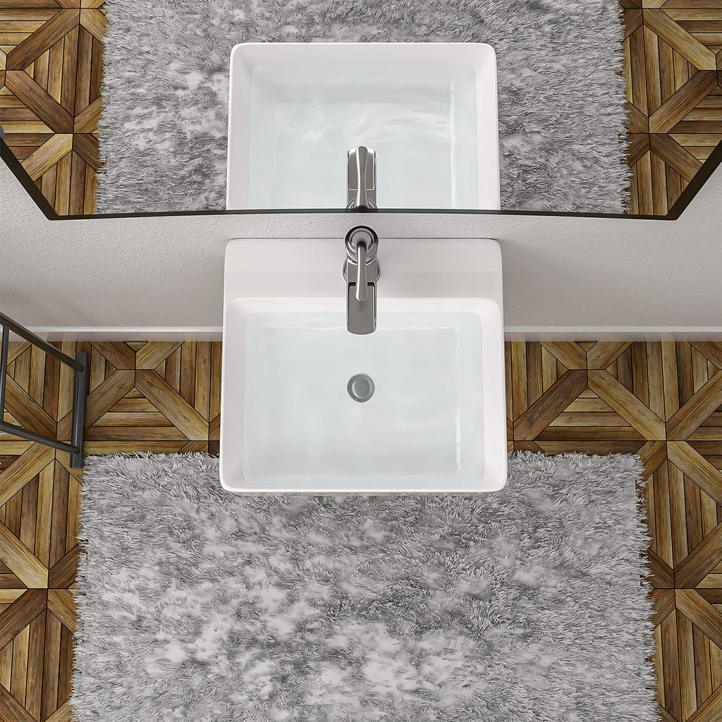 Mocoloo Bathroom Sink Undermount 22"x16" White Rectangle Porcelain Sink with Vertical Sides and Overflow Drain Under Counter Mount Ceramic Lavatory Vanity Sinks for Bathroom Interior Size 19 x 13